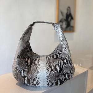 Handmade Python Leather Small Hobo Bag ;Luxury Snakeskin Shoulder bag - Soft snake  purse