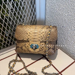 Beige Python Snakeskin Crossbody Bag | Luxury  Small Evening purse