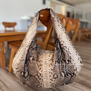 Beige Python Leather Big Hobo Bag : Luxury Snakeskin Purse designer Woman Bag