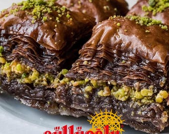 Gulluoglu Dubai Chocolate Pistachio Baklava, daily fresh shipment from Istanbul/Turkey