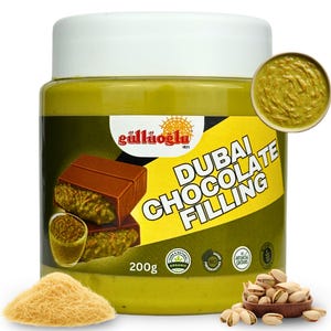 Gulluoglu Dubai Schokoladenfüllung - 200g 7 Unzen Pistaziencreme mit knusprigem Kadayif | Beste Zutat für Dubai Schokolade