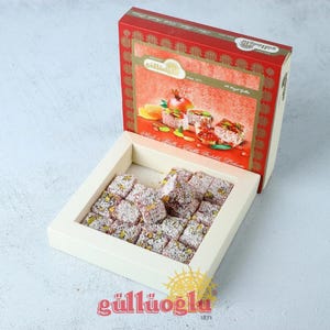 Gulluoglu Pomegranate - Honey Turkish Delight with Double Pistachios – Handmade Gourmet Sweet | Natural - Rich Flavor 400 gr - 0.88 lb