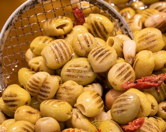 Gulluoglu Gegrilde Groene Olijven – Gevlamde Turkse Olijven | Gastronomische en additievenvrije snack