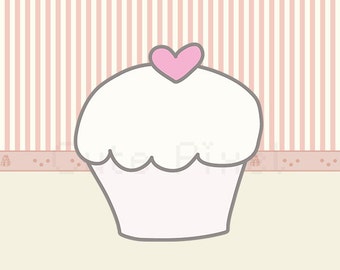 Cupcake super mignon avec un coeur rose, décoration de fête clipart, décoration de fête, pâtisserie, en-tête de blog, bannière, logo, avatar, usage commercial personnel