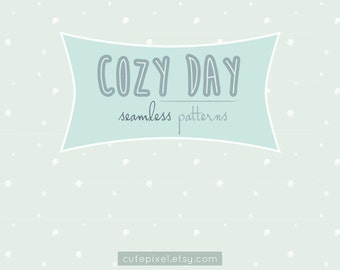 4 motifs sans couture COSY DAY nuage, neige, étoile, lune paquet de papier de scrapbooking numérique et motifs d'arrière-plan pour un usage personnel et commercial