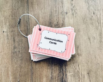 Visual Communication Cards / Pink Star Non Speaking Support Cards / Non Verbal Autism Special Education Support
