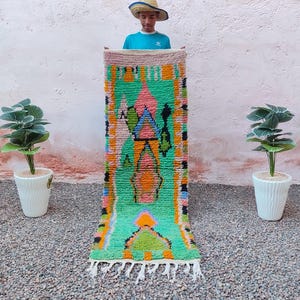 SOFT HALLWAY RUG, Custom Moroccan Runner, Beni Ourain Runner, Handmade Wool Runner Rug, Moroccan Runner, Green Runner Rug