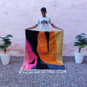 Multicolored Moroccan Berber Rug: Handmade Boujaad Wool Carpet