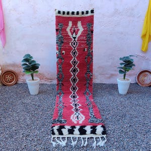 Custom Pink Berber Runner Rug: Handmade Moroccan Wool Hallway Rug