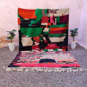 Amazing Multicolored Carpet -Custom Fabulous Boujaad Rug -Moroccan Berber Rug - Vintage boujaad rug - Handmade Rug - Authentic Moroccan Rug