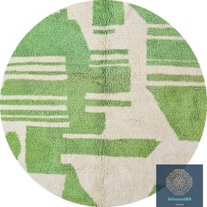 Modern Green Round Rug, Minimalist Hand, Tufted Area Carpet with Textured Pattern, Custom Size Circle Rug for Living Room, Bedroom,or Office