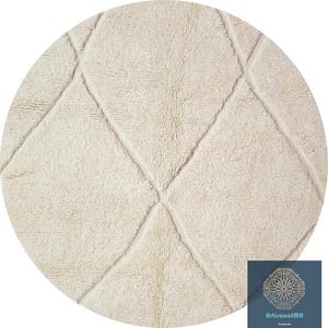 Moroccan round rug - circle rug - moroccan  White round rug - berber round rug - wool round rug - beni ourain round rug - round floor rug