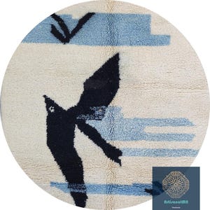 Amazing artwork Round Rug ,Custom Round Rug -Geometric round rug -custom round rug -berber wool round rug -Genuine Wool rug