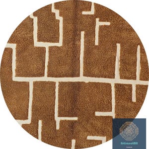 Moroccan round rug - circle rug - moroccan Brown round rug -berber round rug -wool round rug -beni ourain round rug -Striped round floor rug