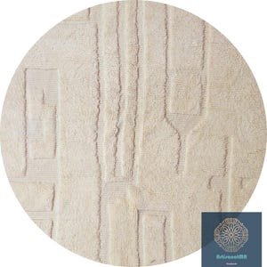 Moroccan round rug - circle rug - moroccan  White round rug - berber round rug - wool round rug - beni ourain round rug - round floor rug