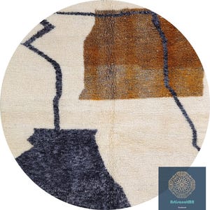 UNIQUE Round Beni Merirt Rug, Brown Round Rug, Wool Round Rug, Custom Round rug, Handmade Rug, Berber carpet, Large Round Rug