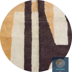 UNIQUE ROUND Beni Merirt Rug, Brown Round Rug, Wool Round Rug, Custom Round rug, Handmade Rug, Berber carpet, Large Round Rug