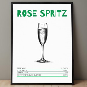 Rose Spritz Cocktail Print | Rose Spritz Poster | Rose Spritz Recipe Art