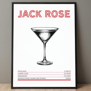 Jack Rose Cocktail Print | Jack Rose Poster | Jack Rose Recipe Art