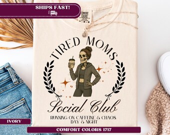 T-shirt Fated Moms Social Club, chemise drôle de maman, couleurs confortables T-shirt coupe relax