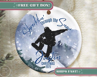 Snowboarder Ornament, Custom Snowboarder Christmas Ornament Gifts for Snowboard Lover Christmas Ornament Personalized Snowboarder Keepsake