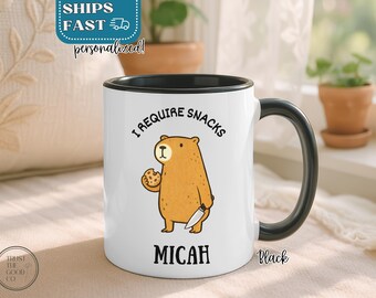 Personlig kapybaramugg, jag behöver snacks kaffekopp, rolig matgåva