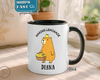 Kapybara som gör lemonadmugg, personlig kaffekopp, nyckfullt djurglas