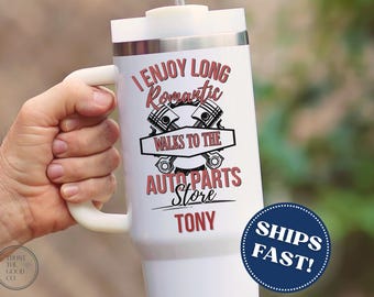 Personalized Car Lover Tumbler - Stainless Steel Cup with Handle and Straw