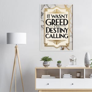 Destiny Wall Art / Stampa con citazione sull'ambizione femminile / Poster motivazionale per imprenditori / Decorazioni di lusso per il successo femminile / Arte da ufficio Boss Babe