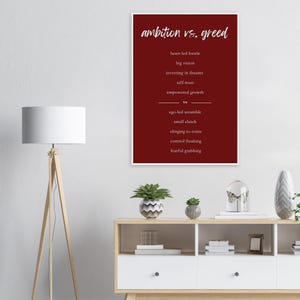 Ambizione vs. Avidità - Arte murale / Mentalità imprenditoriale / Poster Abbondanza vs. Scarsità / Decorazione motivazionale per ragazze adolescenti e imprenditrici