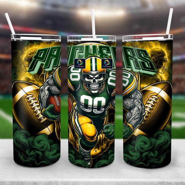 Football Mascot 20oz Skinny Tumbler Wrap Png Sublimation, Football Tumbler Full Wrap Template, Straight And Tapered Png Instant Download