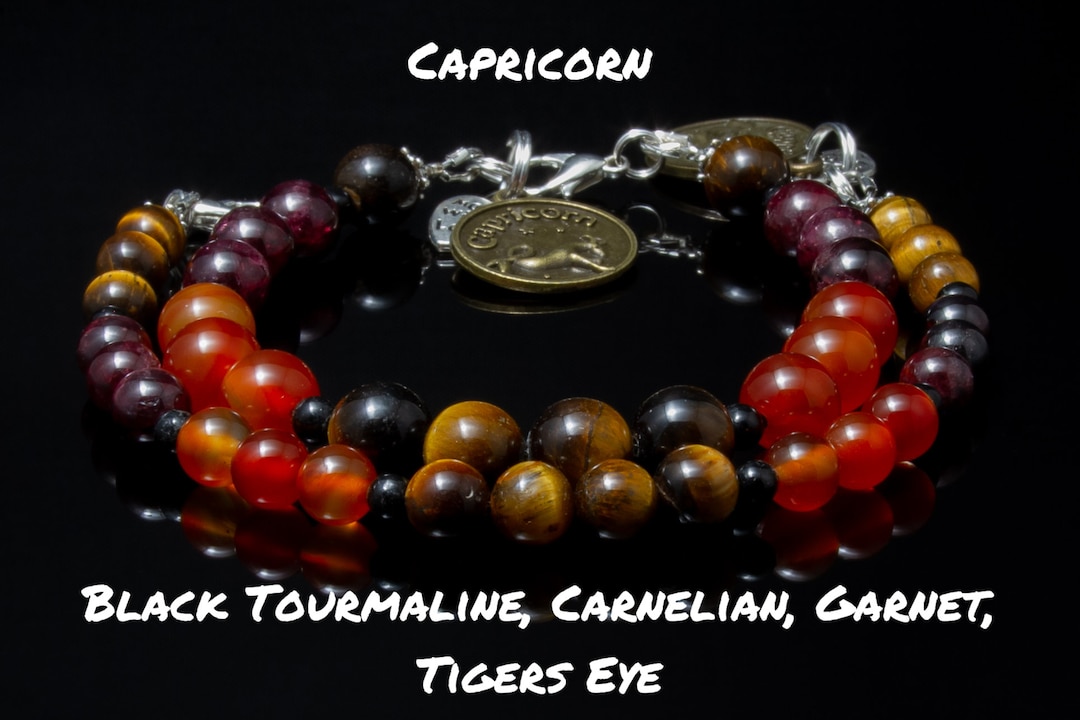 Buy CAPRICORN Zodiac Intention Bracelet – Garnet, Carnelian, Tiger’s Eye  Black Tourmaline Crystal Energy-choose 6-8mm Beads Online in India