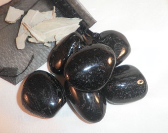 Tumbled BLACK TOURMALINE Stones- Master Protection Stone-Black tourmaline creates a psychic shield and is ideal protection-Choose Size