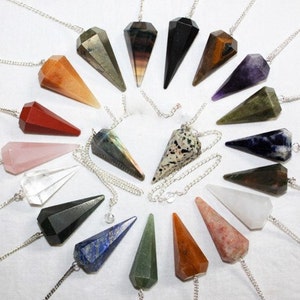 CRYSTAL PENDULUM-With 7 Chakra Stones/Bargain-C grade Choose from different Stones- A pendulum works like muscle testing or kinesiology