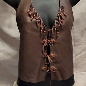 LEATHER HALTER TOP women&#39;s- 100% leather-Handmade-Sexy-Each one is like you, Beautiful and Unique!-Bell cut shape--Wear Over a Shirt