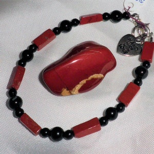Root Chakra-Red Jasper & Obsidian -Grounding  Bracelet-Protection and dispersing of energies from negativity and unloving thoughts.