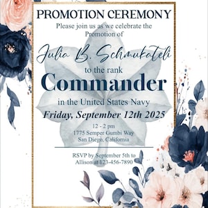 Military Promotion Ceremony Invitation – Digital Download | Customizable for All Ranks & Branches