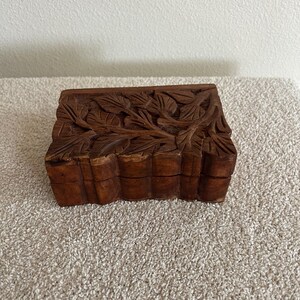 Handmade Floral Carved Wood Box | Vintage Jewelry or Trinket Box | Made in India | Boho Decor | Intricate Detailing | Giftable Keepsake