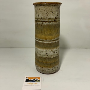 Handmade Earth Tone Pottery Vase | Studio Art Ceramic | Signed by Artist | Rustic Glazed Finish | Wabi-Sabi Decor | Artisan Accent