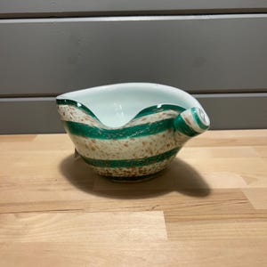 Miska ze szkła Murano | Szkło artystyczne Fratelli Toso | Dmuchane ręcznie naczynie weneckie | Wystrój w stylu Mid Century Modern | Włoskie szkło rzeźbiarskie