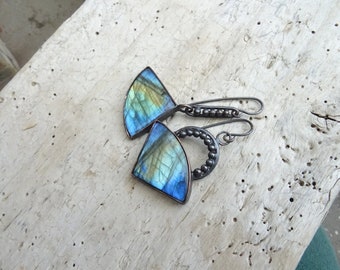 Labradorite Mismatching Earrings,Copper Jewelry