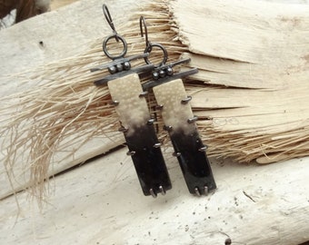 Fossil Palm Wood Earrings,OOAK Gift