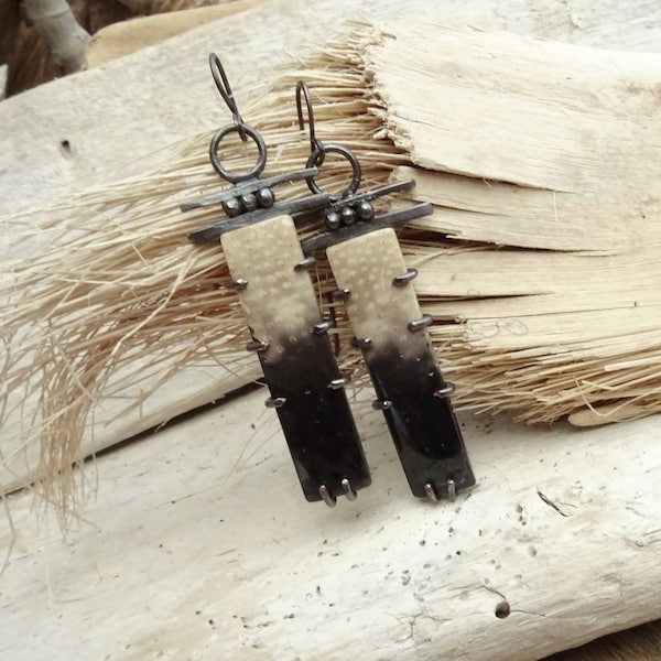 Fossil Palm Wood Earrings,OOAK Gift