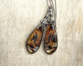 Montana Agate Earrings,OOAK