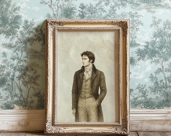 Pride and Prejudice Wall Art – Mr. Darcy Inspired Portrait – Jane Austen Vintage Print – Regency Digital Download – Bookish Gift