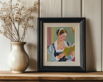 Jane Austen-inspirerat bokligt konsttryck: Regencyporträtt - Bridgerton-inspirerat tryck (digital nedladdning)
