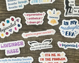 TS Midnights waterproof stickers for water bottles, laptops etc...