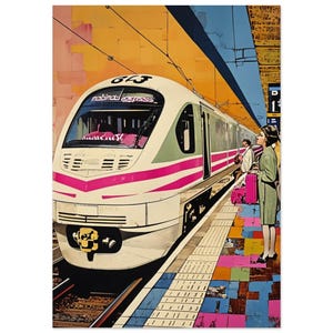 Vintage Bahnhof Print – Classic Matte Paper Poster, Train Station Pop Art Print, Germany Wall Art