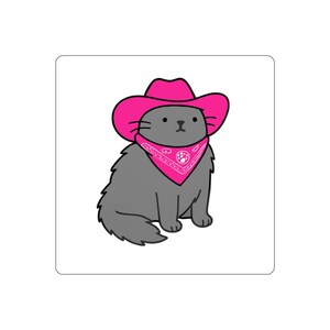 Cute Cat Cowboy Die-Cut Stickers, Fun Laptop Decor, Gift for Cat Lovers, Cute Stickers for Kids, Pet-Themed Party Supplies