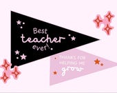 Teacher Appreciation Printable Flags, Thank You Teacher Gift Tags, Pennant Banner PDF, End of Year Teacher Gift, Instant Download